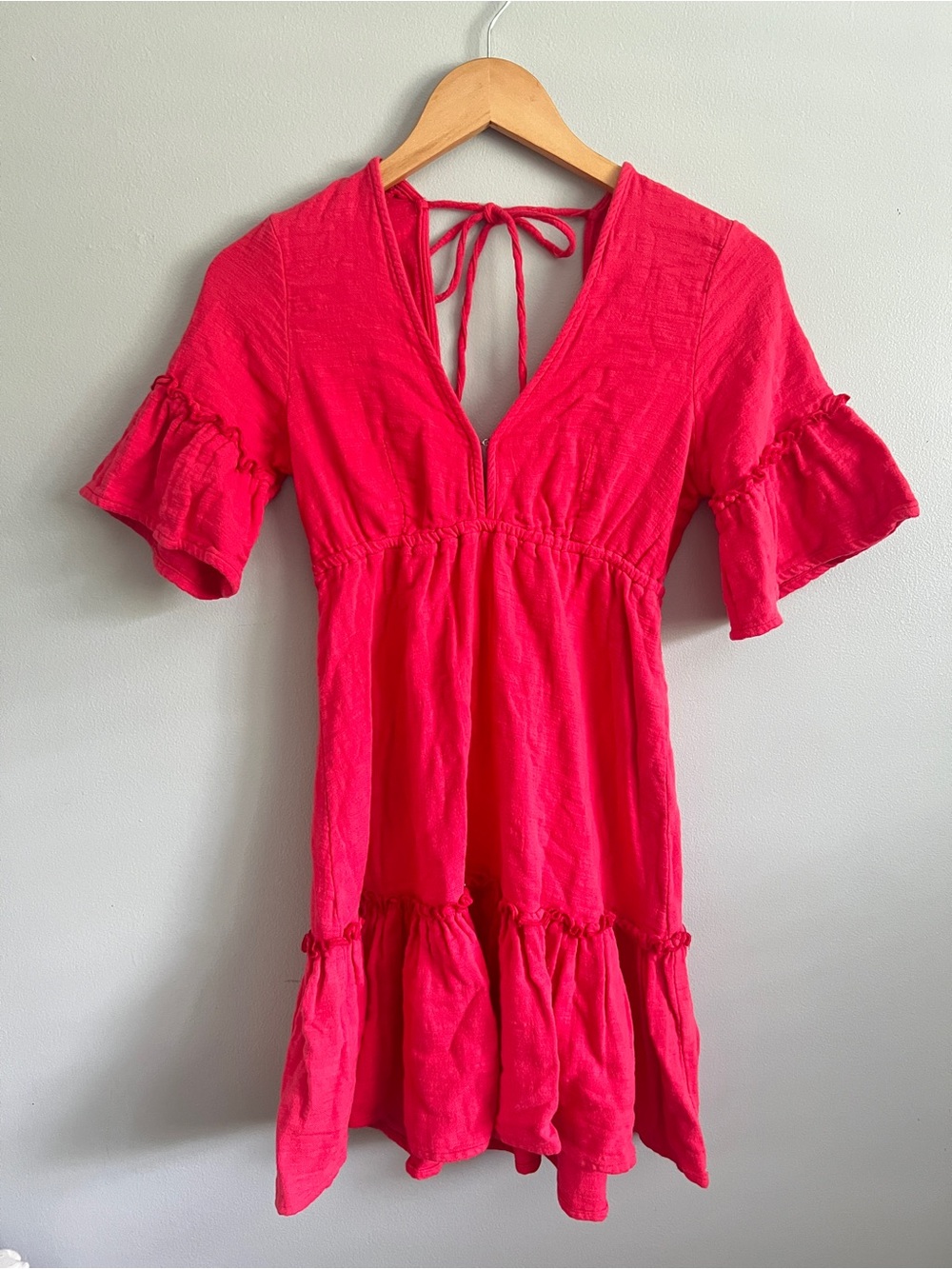 Billabong Bright Pink Textured Tank with Tie Strap